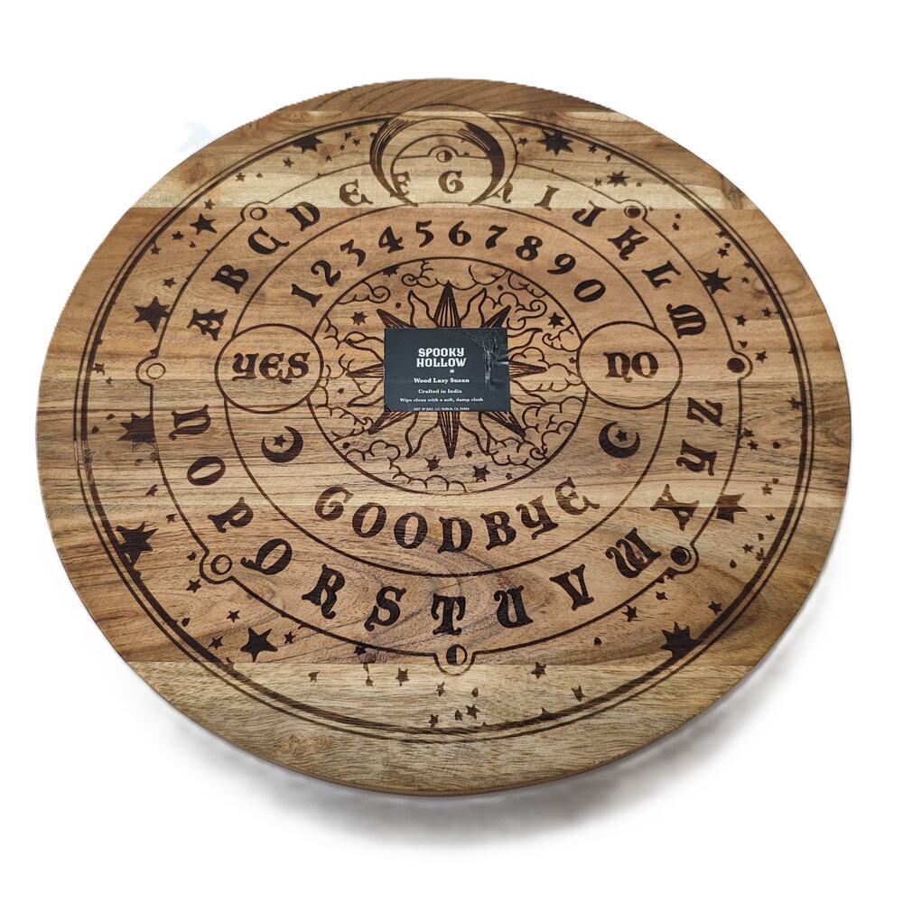 NWT Spooky Hollow 16" Solid Mango Wood Ouija Spirit Board Lazy Susan Heavy - Picture 5 of 6
